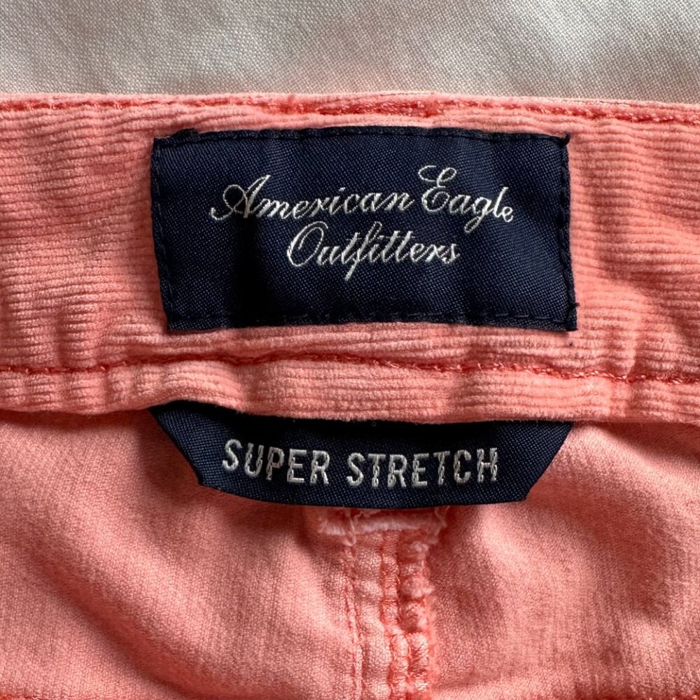 American Eagle Outfitters Pants Jeggings 14 Pink Super Stretch Low Corduroy EUC - Picture 9 of 13